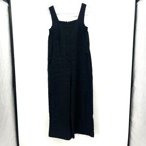 Halston Black Linen Blend Wide Leg Jumpsuit Women's Size 2 Oversized
